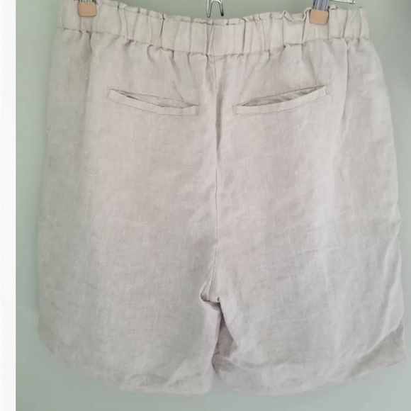 CHICO'S 100% Linen women’s Bermuda Tie Front  Shorts tan size 2.5 beachy resort - Picture 3 of 8